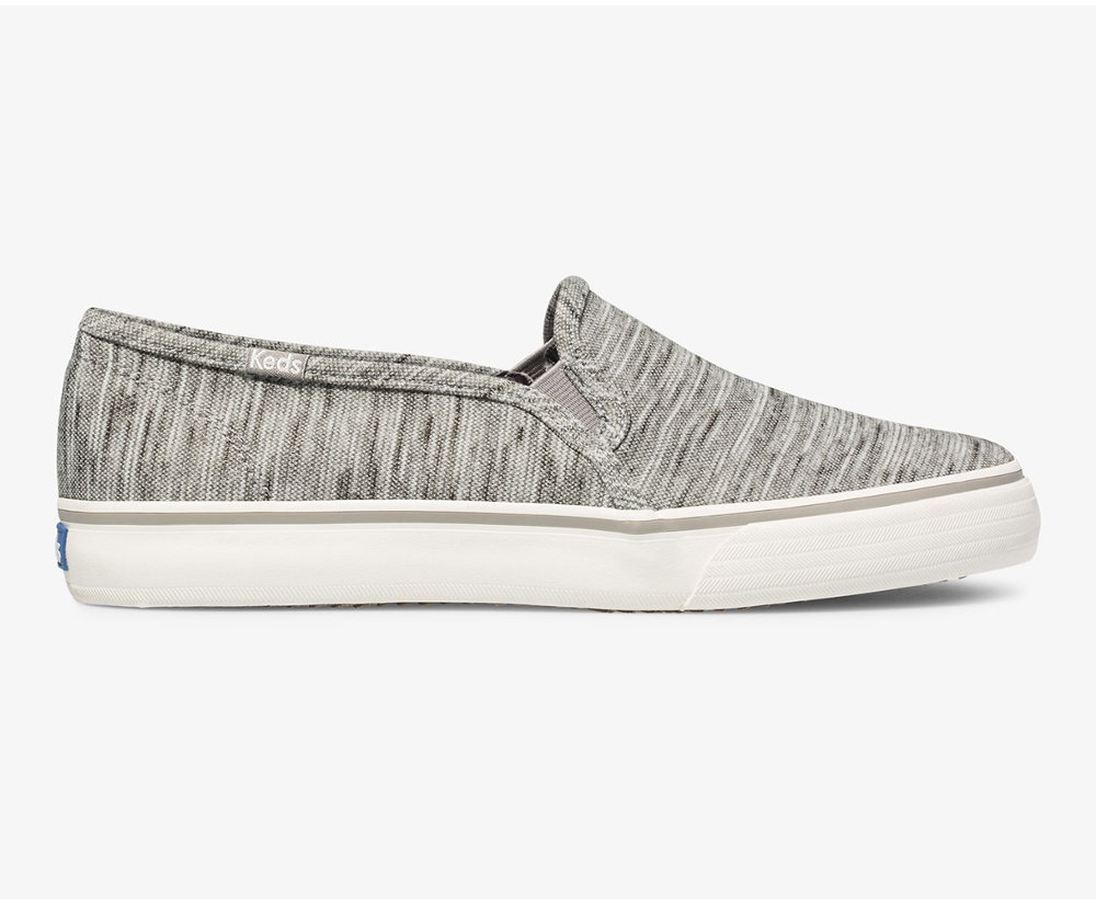 Keds Womens Slip Ons Grey - Double Decker Heathered Stripe Knit - 012HPFMSW